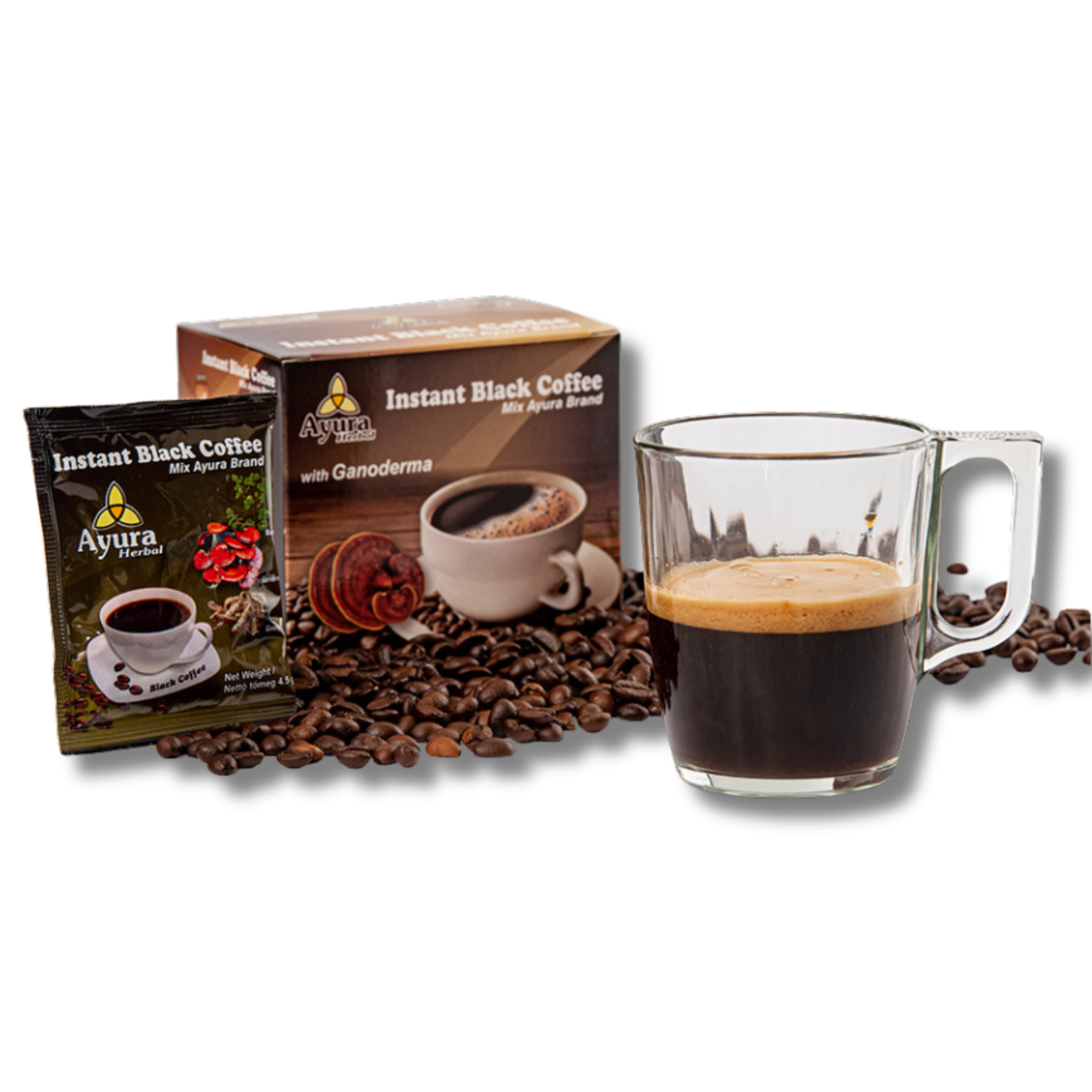 Instant Black Coffee s hubami Ganoderma 10 x 4,5g